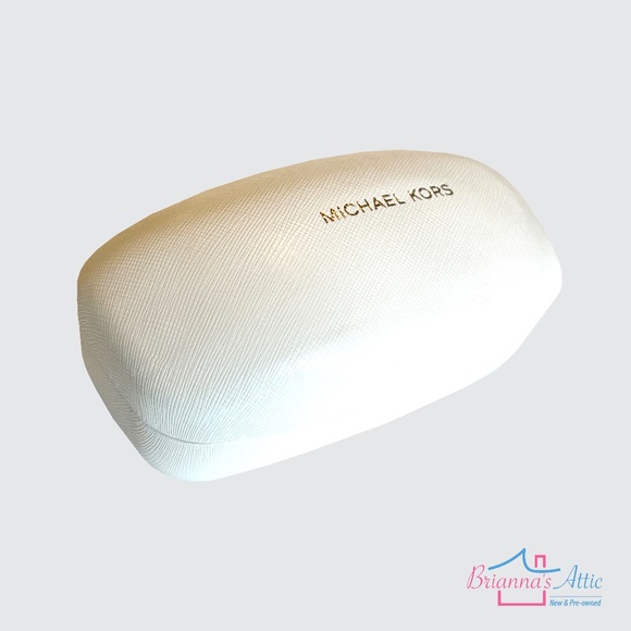 MICHAEL KORS TEXTURED WHITE HARD CLAM SHELL SUNGLASS CASE+CLEANING CLOTH+BOOKLET - Picture 3 of 7